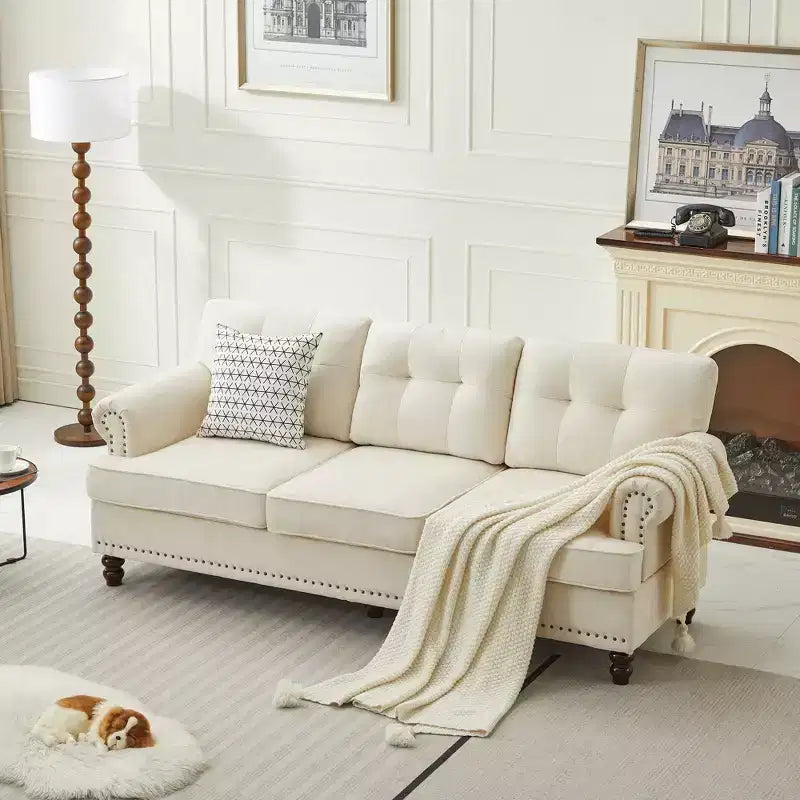 67.32 Causeuse capitonnée en chenille pour salon et chambre à coucher