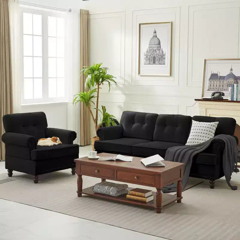 67.32 Causeuse capitonnée en chenille pour salon et chambre à coucher