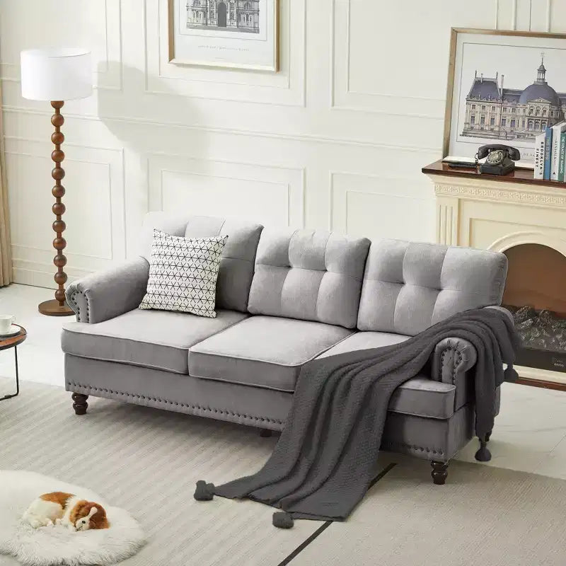 67.32 Causeuse capitonnée en chenille pour salon et chambre à coucher