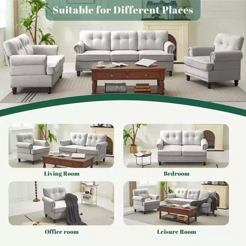 67.32 Causeuse capitonnée en chenille pour salon et chambre à coucher