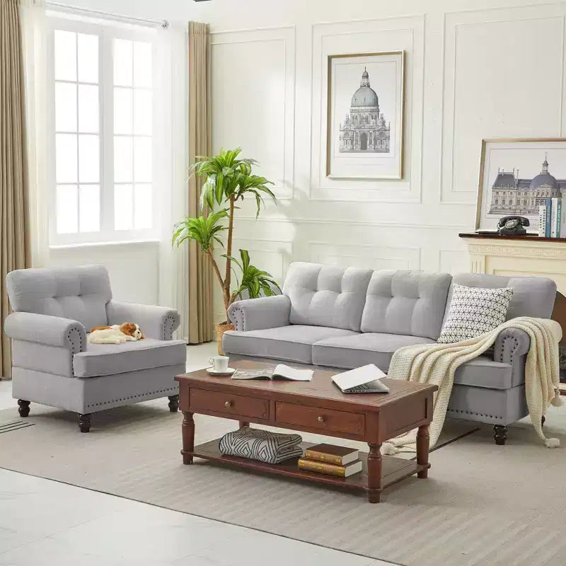 67.32 Causeuse capitonnée en chenille pour salon et chambre à coucher