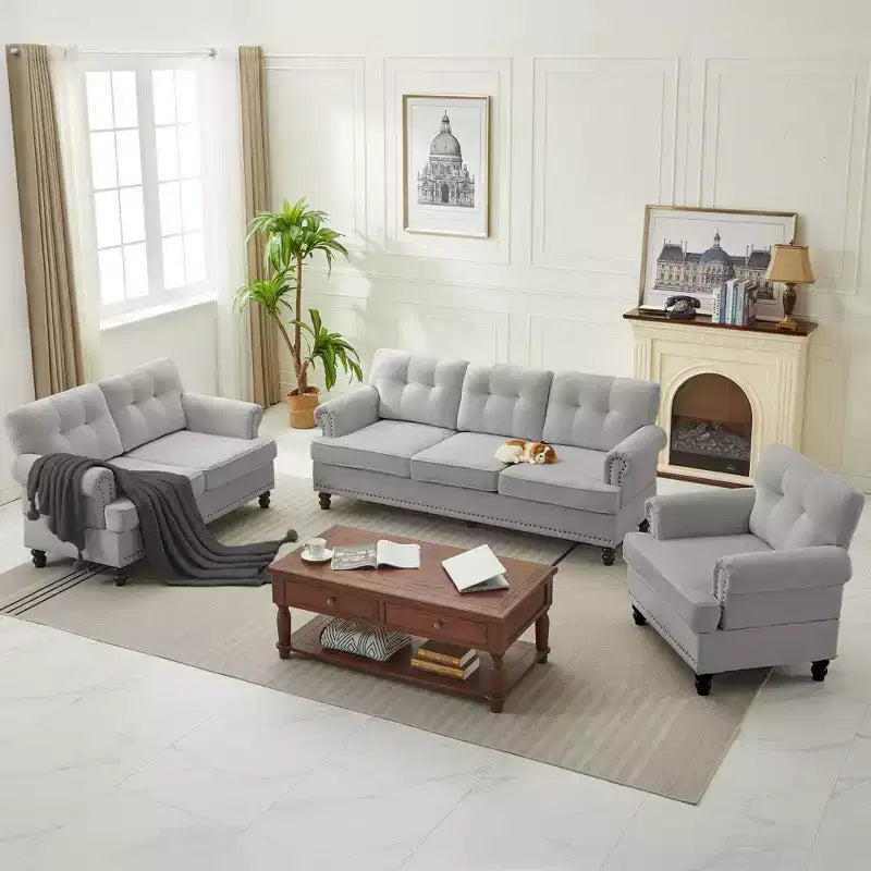 67.32 Causeuse capitonnée en chenille pour salon et chambre à coucher