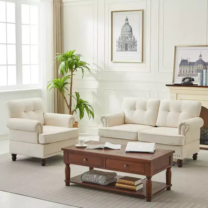 67.32 Causeuse capitonnée en chenille pour salon et chambre à coucher