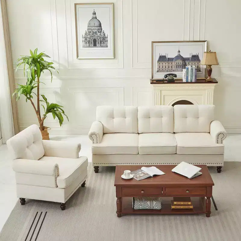 67.32 Causeuse capitonnée en chenille pour salon et chambre à coucher