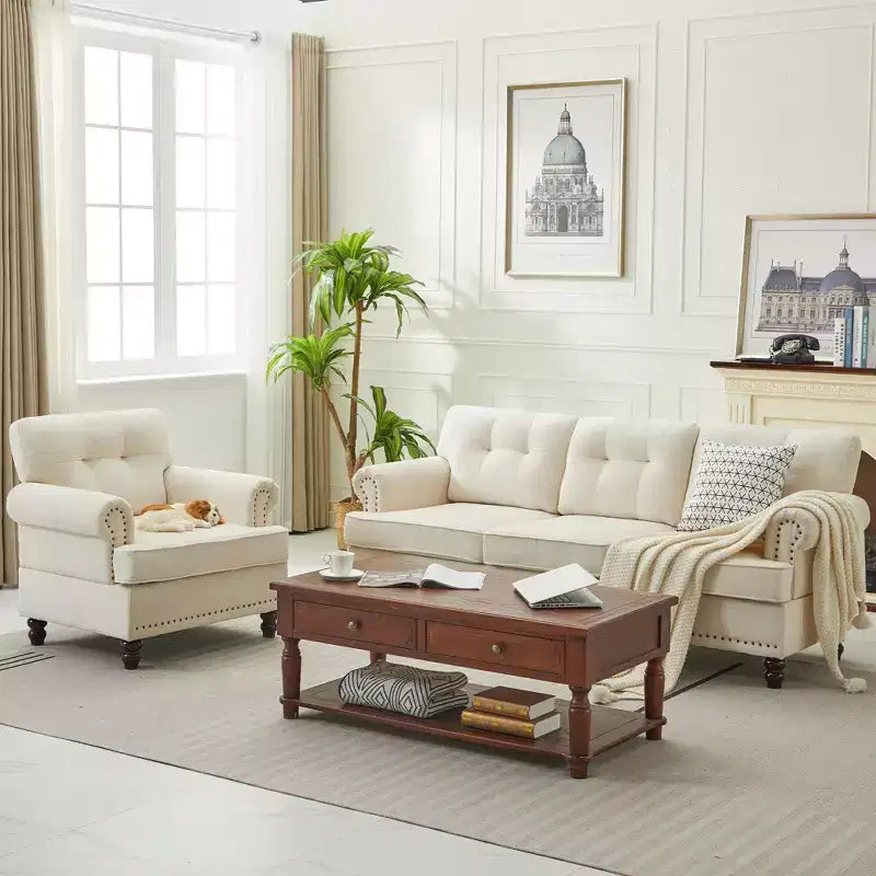 67.32 Causeuse capitonnée en chenille pour salon et chambre à coucher