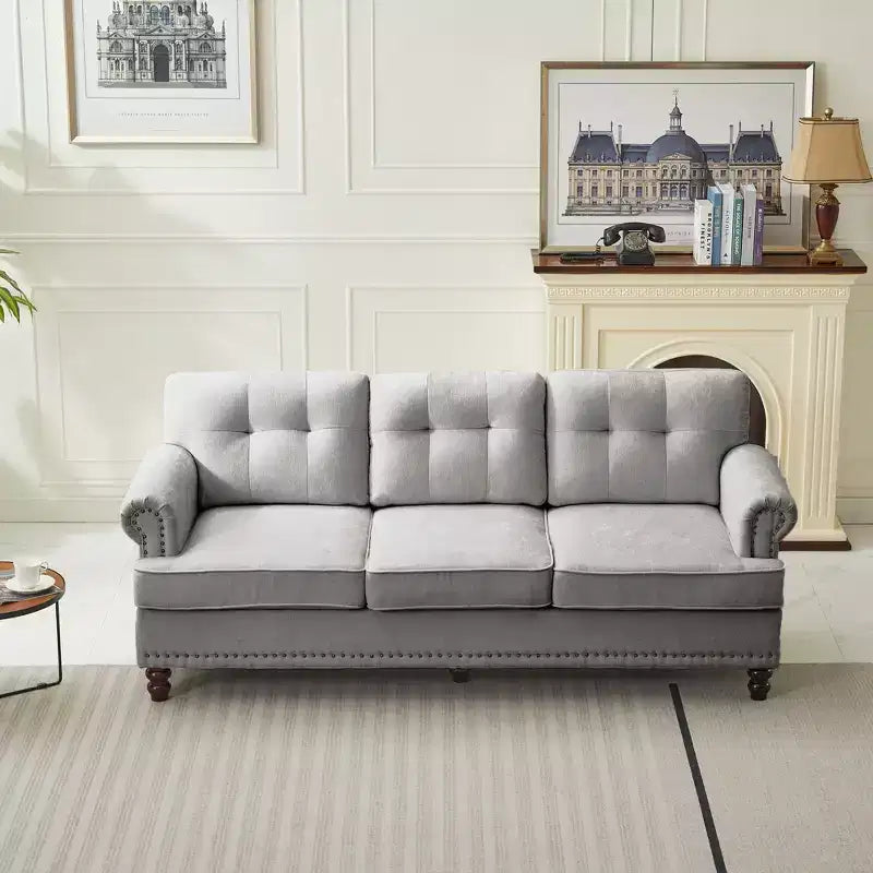 67.32 Causeuse capitonnée en chenille pour salon et chambre à coucher
